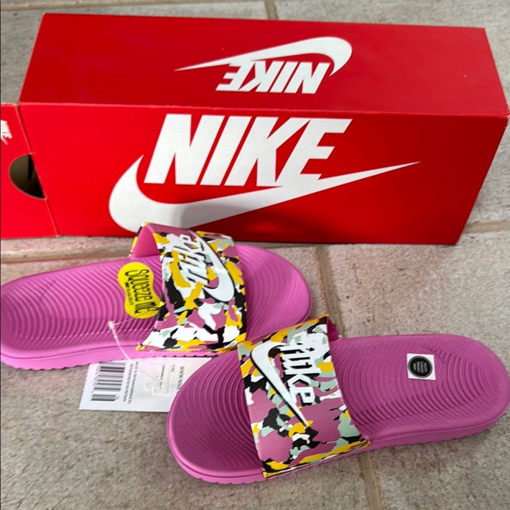 Nike Purple Camo Slides size 2 NWT